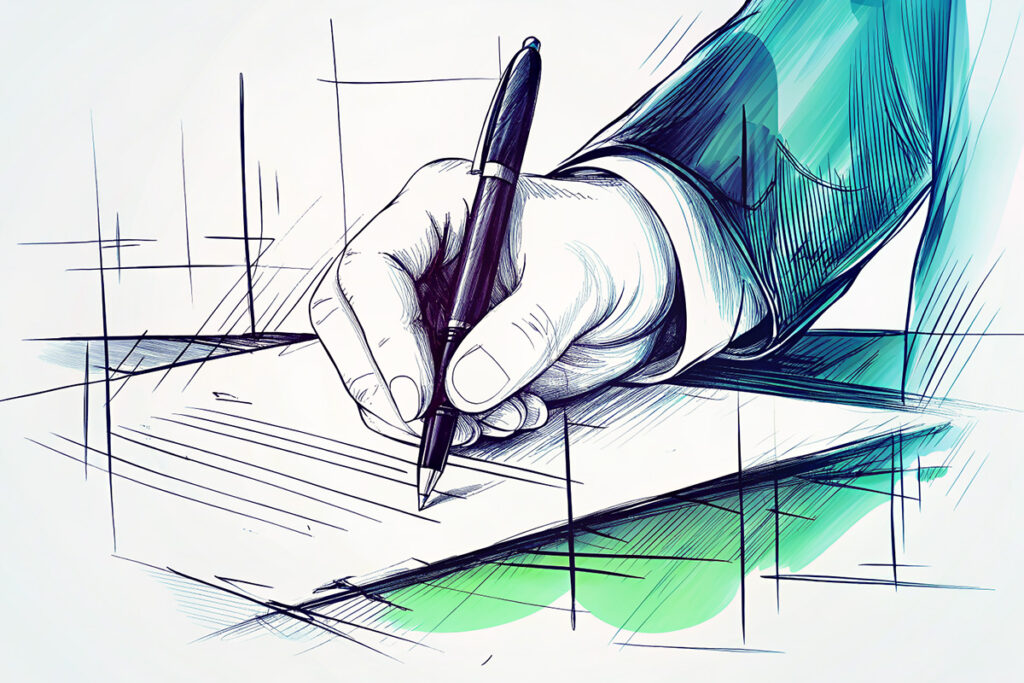 Hand, die mit einem Stift ein Dokument unterzeichnet – symbolisch für die Abgabe einer steuerlichen Selbstanzeige gemäß § 371 AO.